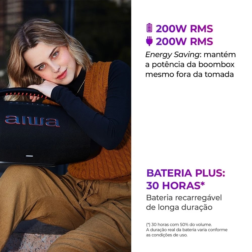 CAIXA BT AIWA BOOMBOX BBS-01B 200W IP66 - Imagem 4