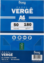 PAPEL VERGE A4 BRANCO 180G 50FLS BAG