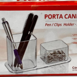 PORTA CANETA/CLIPS DUPLO CRISTAL
