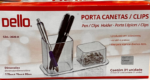 PORTA CANETA/CLIPS DUPLO CRISTAL