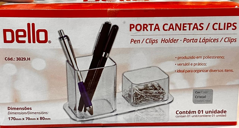 PORTA CANETA/CLIPS DUPLO CRISTAL PORTA CANETA/CLIPS DUPLO CRISTAL - Imagem 1