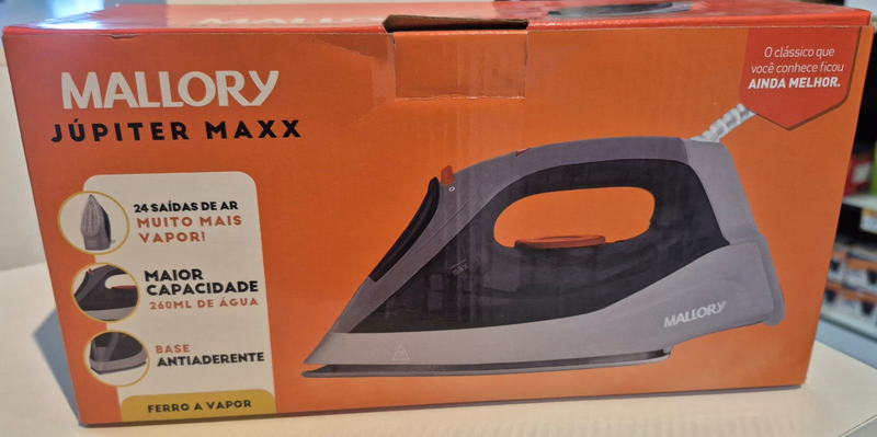 FERRO A VAPOR JUPITER MAXX MALLORY 2 EM 1 ANTIADER B91800852 CINZA/LARANJA 220 VOLTS FERRO A VAPOR JUPITER MAXX MALLORY 2 EM 1 ANTIADER B91800852 CINZA/LARANJA 220 VOLTS - Imagem 1