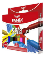 GIZ DE CERA 12 CORES GROSSO 10X100MM PCT/12 UND FAMIX - Imagem 2